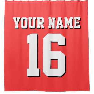 Cortina De Ducha Coral Red White Sports Jersey Team
