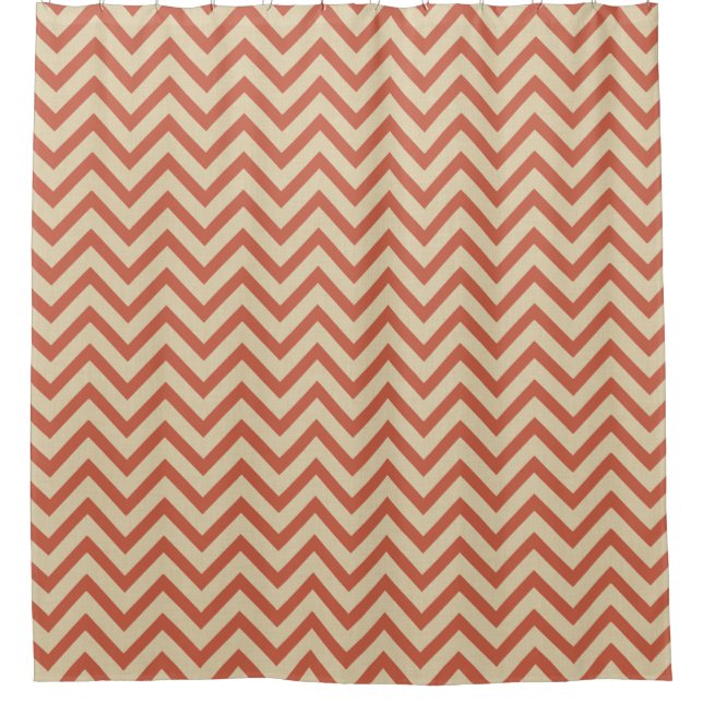 Cortina De Ducha Coral Spice Moods Chevrons (Anverso)