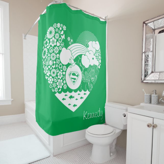 Cortina De Ducha Corazón de paz floral de superchica (In situ)