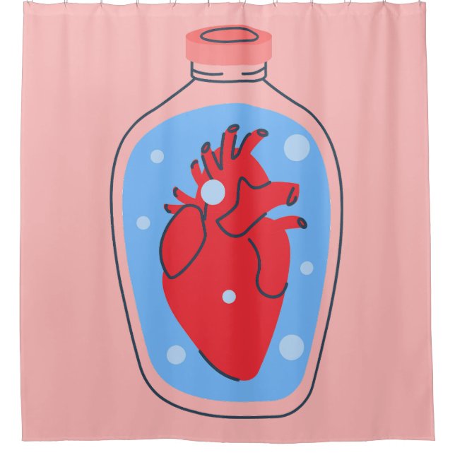 Cortina De Ducha corazón humano gótico valentino macabro rosa (Anverso)