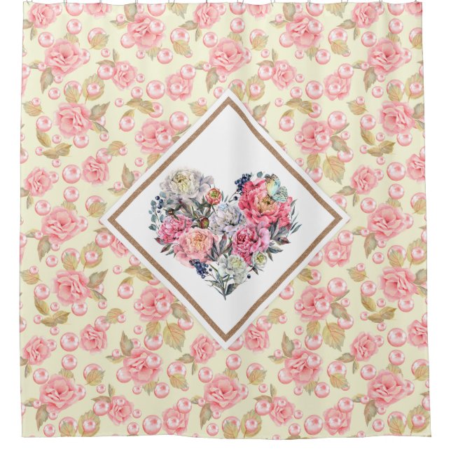 Cortina De Ducha Corazón Rosa elegante (Anverso)