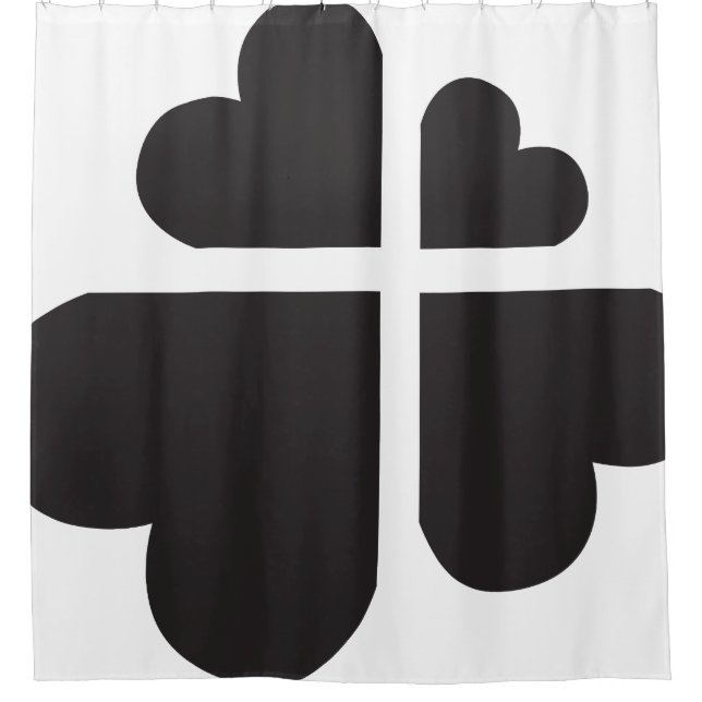 Cortina De Ducha corazones cruz - negro (Anverso)