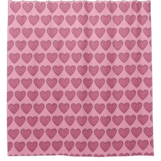 Cortina De Ducha Corazones de estampado de guepardo rosa