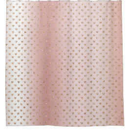 Cortina De Ducha Corazones de Purpurina de oro Rosa de Rubor