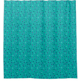 Cortina De Ducha Corazones diminutos, púrpura, azul turquesa, azul
