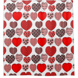 Cortina De Ducha Corazones repetitivos