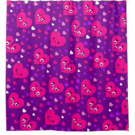 Cortina De Ducha corazones rotos adoran a los antivalentinos púrpur