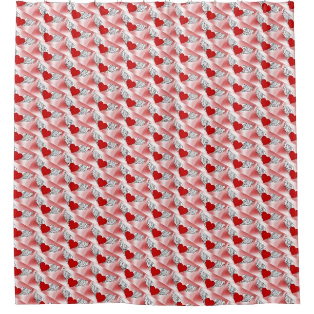 Cortina De Ducha Corazones voladores separados (Anverso)