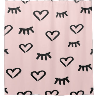 Cortina De Ducha Corazones y ojos: boceto de cosecha de cosecha de