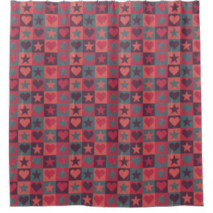 Cortina De Ducha Corazones y rosa del modelo de estrellas