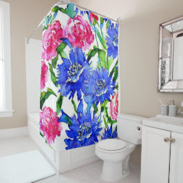 Cortina De Ducha cornflower y peonías acuáticas