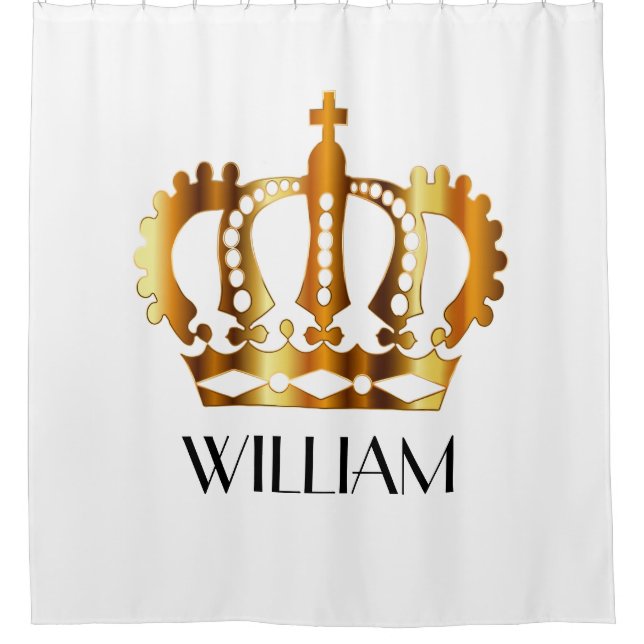 Cortina De Ducha Corona de Oro Real con nombre personalizado (Anverso)