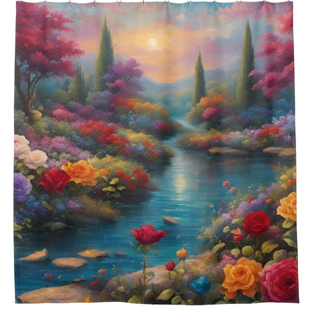 Cortina De Ducha "Corriente de jardines celestiales" (Anverso)