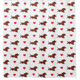 Cortina de ducha corriente del Dachshund liso rojo