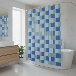 Cortina De Ducha Cortina, shower, checkered, blue, light blue