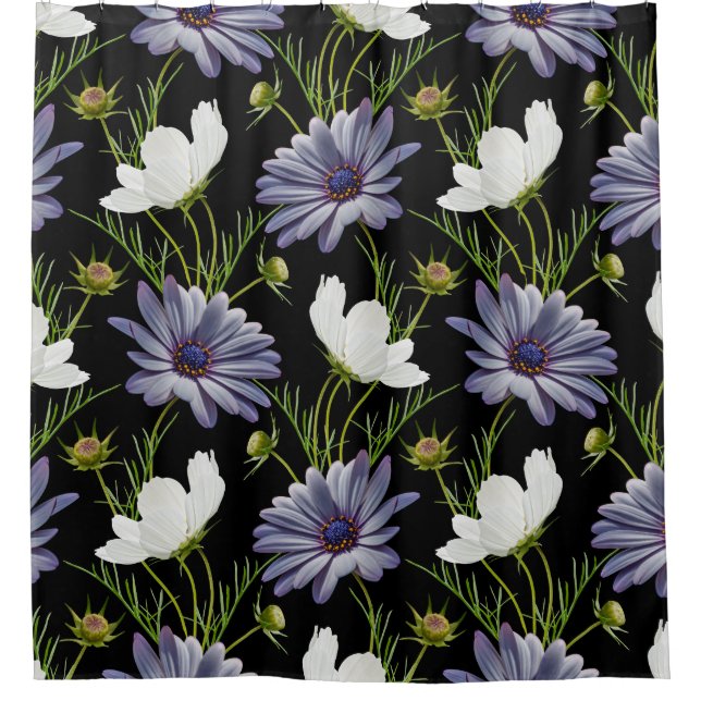 Cortina De Ducha Cosmos Daisy Floral Seamless Collage (Anverso)