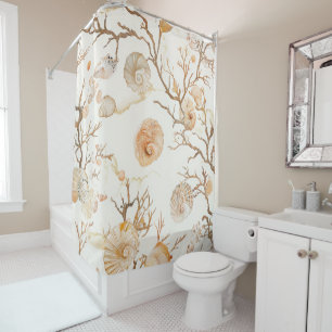 Cortina De Ducha Costa Rústica - Aguas marinas, pez estrella, arrec