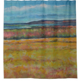 Cortina de ducha costera con dunas de arena fina