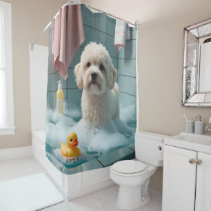 Cortina De Ducha Coton De Tulear Desaliñado Dormilón Lindo Divertid
