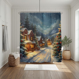 Cortina De Ducha Cozy Winter Village Christmas Shower Curtain 