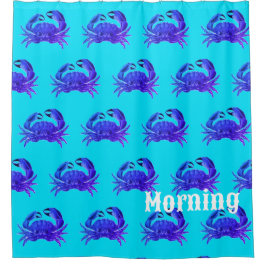 Cortina De Ducha Crab Blue Purple Personal