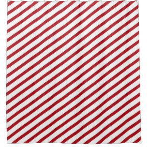 Cortina De Ducha Cranberry franjas diagonales rojas y blancas moder