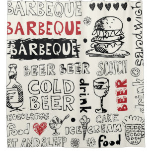 Cortina De Ducha Crazy BBQ: Whimsical Doodle Art