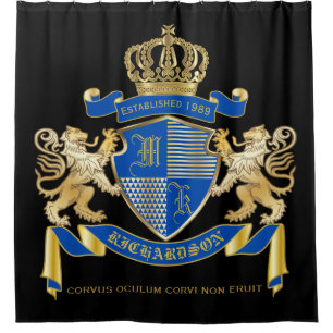 Cortina De Ducha Crea tu propio emblema de León Azul de Oro de Esc