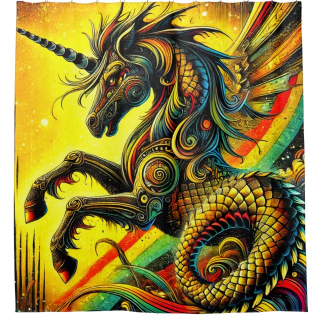 Cortina De Ducha Creatura de unicornio (Anverso)