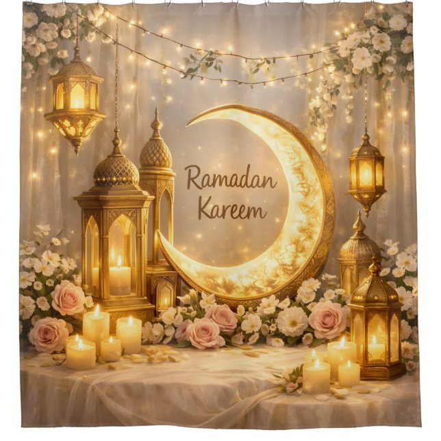 Cortina De Ducha Creciente de Luz y Paz – Creciente de Ramadán (Anverso)