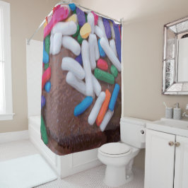 Cortina De Ducha Crema de hielo de chocolate oscuro con salpicadura