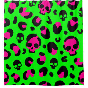 Cortina De Ducha crepitoso cráneo de leopardo de halloween punk ver
