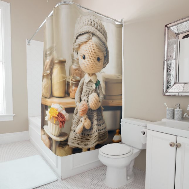 Cortina De Ducha Crochet lady (In situ)