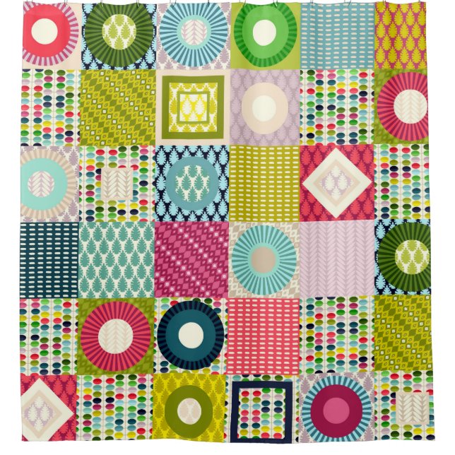 Cortina De Ducha cuadrados de hojas (Anverso)