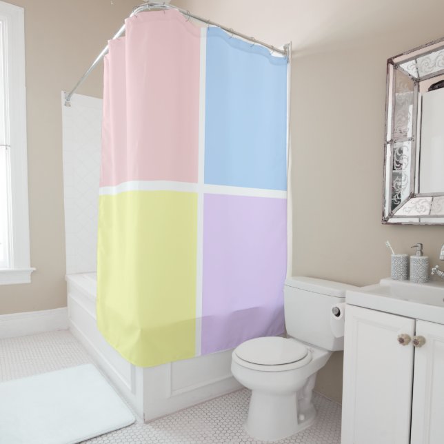 Cortina De Ducha Cuadrados de primavera de Pastel (In situ)