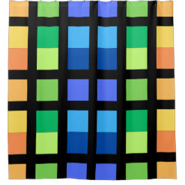 Cortina De Ducha Cuadrados mínimos azules verdes