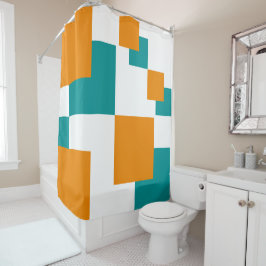 Cortina De Ducha cuadrados mínimos verde azulados y tangarinos