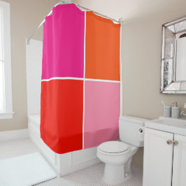 Cortina De Ducha Cuadrados rosa y Naranja