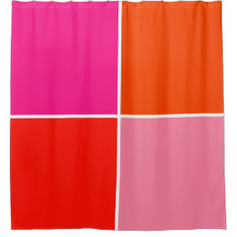 Cortina De Ducha Cuadrados rosa y Naranja
