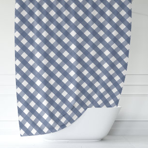 Cortina De Ducha Cuadro de Gingham Azul Marino y Blanco