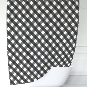 Cortina De Ducha Cuadro de Gingham Negro y Blanco