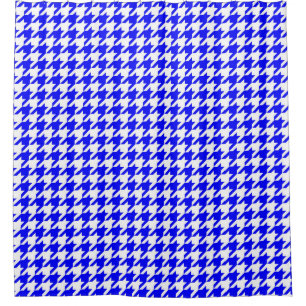 Cortina De Ducha Cuadro de Piedra Houndstooth Azul Blanco
