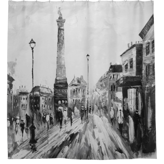 Cortina De Ducha Cuadros artísticos en blanco y negro. (Anverso)