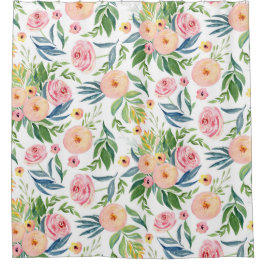 Cortina De Ducha Cuadros de agua rosados y peach peonies