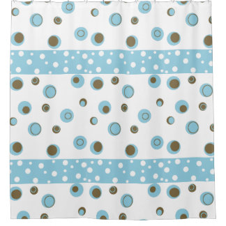 Cortina De Ducha Cuarto de baño con puntos de polka azul marrón