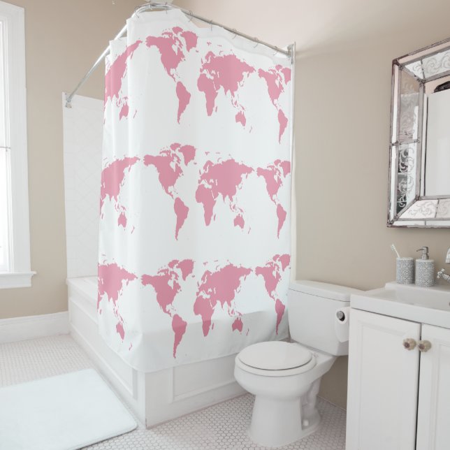 Cortina De Ducha cuarto de baño de niñas del mundo rosa (In situ)