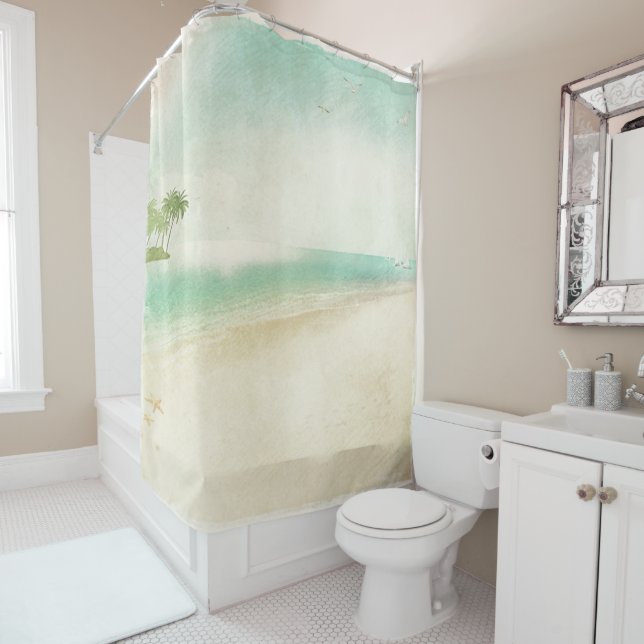 Cortina De Ducha Cuarto de baño pacífico del hogar de la playa del (In situ)