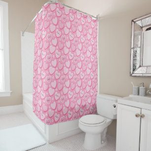 Cortina De Ducha Cuarto de baño para niños Chicas de corazones rosa
