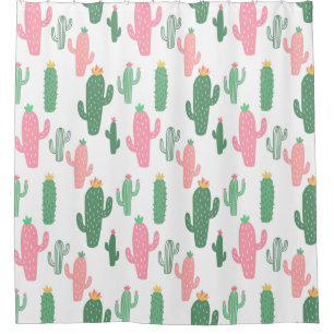 Cortina De Ducha Cuarto de baño para niños con patrón de Cactus