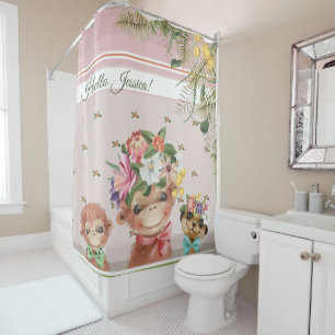 Cortina De Ducha Cuarto de baño para niños Mono lindo meerkat tex